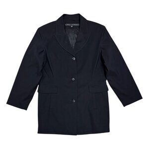FLEET STREET Black Vintage Retro Long Trench Business Jacket Coat Womens Large
